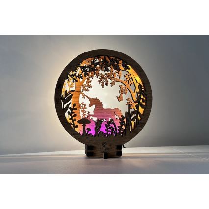 Li-Go 23568/DUB2 - Ρυθμιζόμενο επιτραπέζιο LED διακοσμητικό φωτιστικό LED/12W/230V 20x22 cm δρυς/μονόκερος