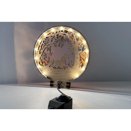 Li-Go 23568/DUB2 - Ρυθμιζόμενο επιτραπέζιο LED διακοσμητικό φωτιστικό LED/12W/230V 20x22 cm δρυς/μονόκερος