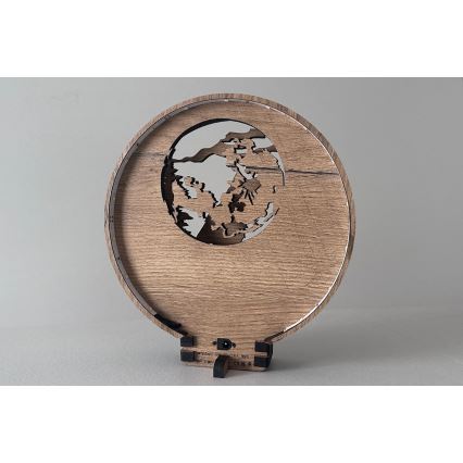 Li-Go 23574/DUB2 - Ρυθμιζόμενο επιτραπέζιο διακοσμητικό LED LED/12W/230V 20x22 cm δρυς/Λύκος και φεγγάρι