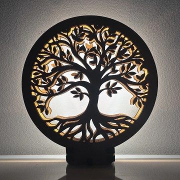 Li-Go 23577/DUB2 - Ρυθμιζόμενο LED επιτραπέζιο διακοσμητικό LED/12W/230V 20x22 cm δρυς/Δέντρο της ζωής