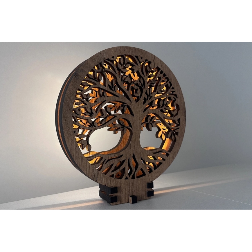 Li-Go 23577/DUB2 - Ρυθμιζόμενο LED επιτραπέζιο διακοσμητικό LED/12W/230V 20x22 cm δρυς/Δέντρο της ζωής