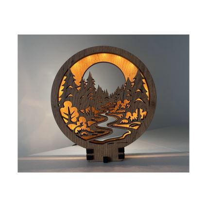 Li-Go 23580/DUB2 - Ρυθμιζόμενο LED επιτραπέζιο διακοσμητικό LED/12W/230V 20x22 cm απόχρωση δρυός/Στο δάσος
