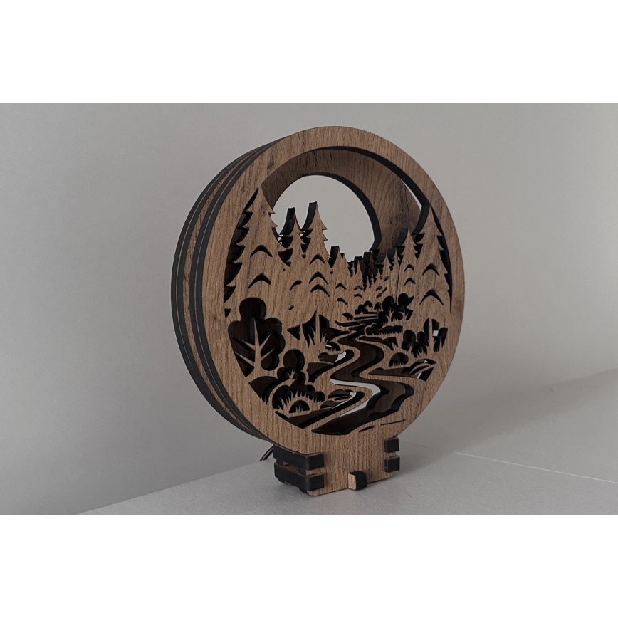 Li-Go 23580/DUB2 - Ρυθμιζόμενο LED επιτραπέζιο διακοσμητικό LED/12W/230V 20x22 cm απόχρωση δρυός/Στο δάσος