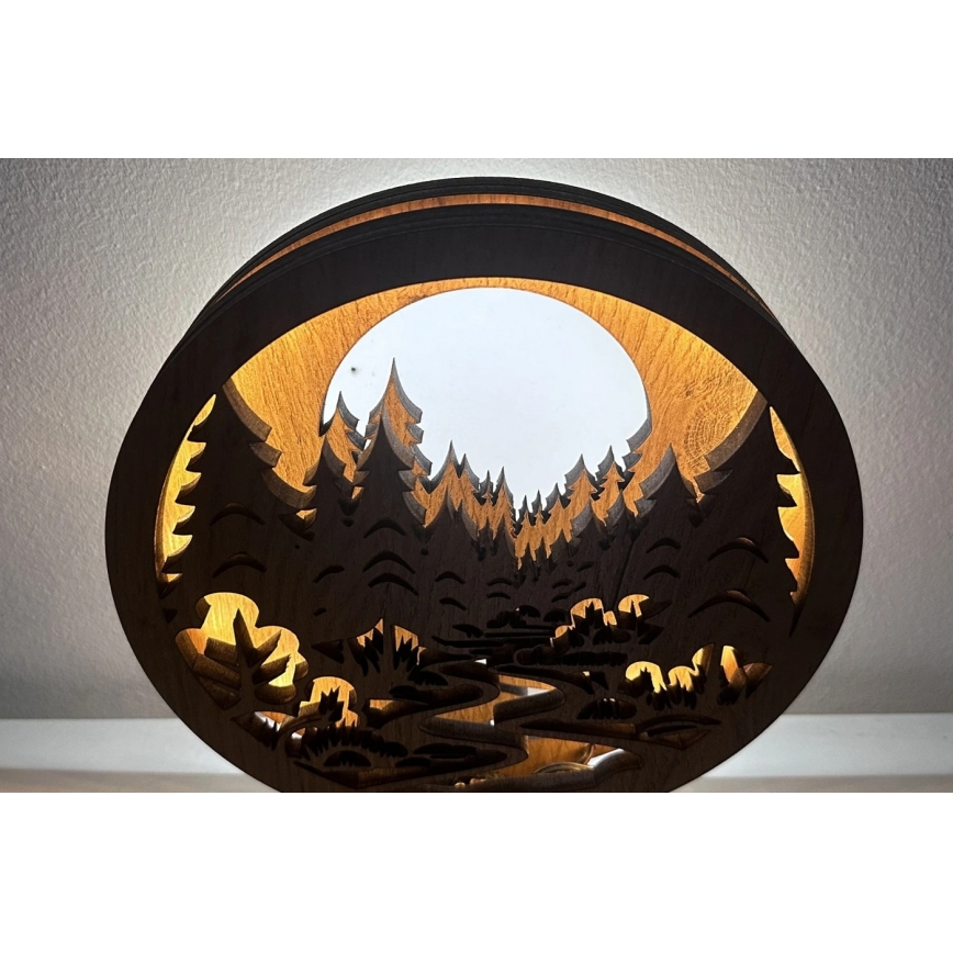 Li-Go 23580/DUB2 - Ρυθμιζόμενο LED επιτραπέζιο διακοσμητικό LED/12W/230V 20x22 cm απόχρωση δρυός/Στο δάσος