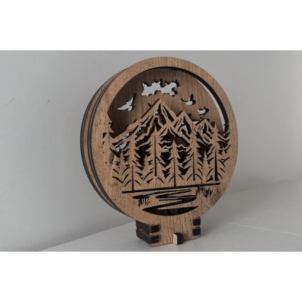 Li-Go 23583/DUB2 - LED Ρυθμιζόμενο επιτραπέζιο διακοσμητικό φωτιστικό LED/12W/230V 20x22 cm δρυς/Βουνά και δάσος