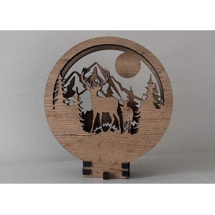 Li-Go 23592/DUB2 - LED ρυθμιζόμενο επιτραπέζιο διακοσμητικό φωτιστικό LED/12W/230V 20x22 cm δρυς/ελάφι και ελαφίνα