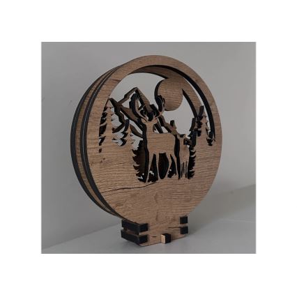 Li-Go 23592/DUB2 - LED ρυθμιζόμενο επιτραπέζιο διακοσμητικό φωτιστικό LED/12W/230V 20x22 cm δρυς/ελάφι και ελαφίνα