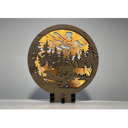 Li-Go 23595/DUB2 - Ρυθμιζόμενο επιτραπέζιο διακοσμητικό φωτιστικό LED/12W/230V 20x22 cm δρυς/Αρκούδες