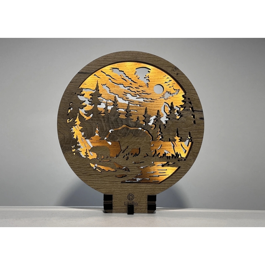 Li-Go 23595/DUB2 - Ρυθμιζόμενο επιτραπέζιο διακοσμητικό φωτιστικό LED/12W/230V 20x22 cm δρυς/Αρκούδες