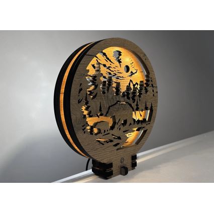 Li-Go 23595/DUB2 - Ρυθμιζόμενο επιτραπέζιο διακοσμητικό φωτιστικό LED/12W/230V 20x22 cm δρυς/Αρκούδες