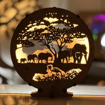 Li-Go 23610/DUB2 - Ρυθμιζόμενο επιτραπέζιο διακοσμητικό LED/12W/230V 20x22 cm δρυς/ελέφαντες