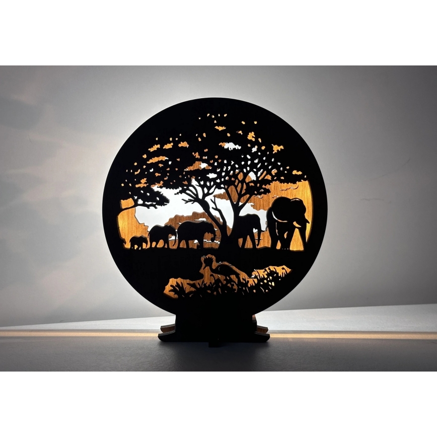 Li-Go 23610/DUB2 - ρυθμιζόμενο LED επιτραπέζιο διακοσμητικό φωτιστικό LED/12W/230V 20x22 cm δρυς/ελέφαντες