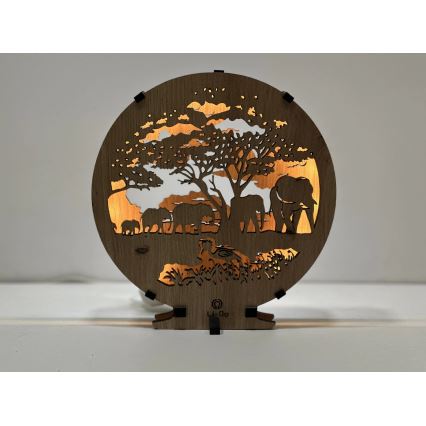 Li-Go 23610/DUB2 - ρυθμιζόμενο LED επιτραπέζιο διακοσμητικό φωτιστικό LED/12W/230V 20x22 cm δρυς/ελέφαντες