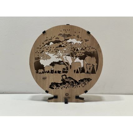 Li-Go 23610/DUB2 - ρυθμιζόμενο LED επιτραπέζιο διακοσμητικό φωτιστικό LED/12W/230V 20x22 cm δρυς/ελέφαντες