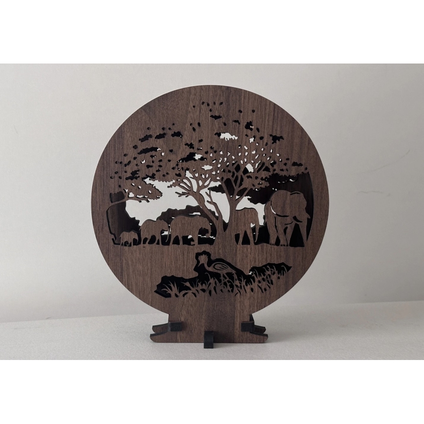 Li-Go 23610/DUB2 - ρυθμιζόμενο LED επιτραπέζιο διακοσμητικό φωτιστικό LED/12W/230V 20x22 cm δρυς/ελέφαντες