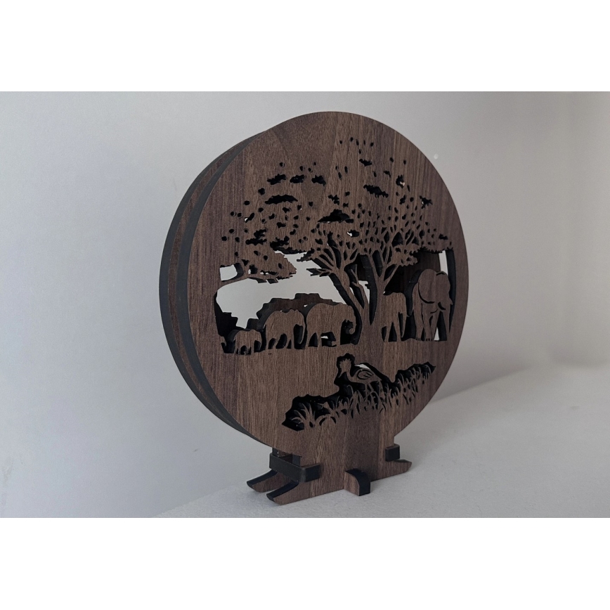 Li-Go 23610/DUB2 - ρυθμιζόμενο LED επιτραπέζιο διακοσμητικό φωτιστικό LED/12W/230V 20x22 cm δρυς/ελέφαντες