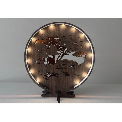 Li-Go 23610/DUB2 - ρυθμιζόμενο LED επιτραπέζιο διακοσμητικό φωτιστικό LED/12W/230V 20x22 cm δρυς/ελέφαντες