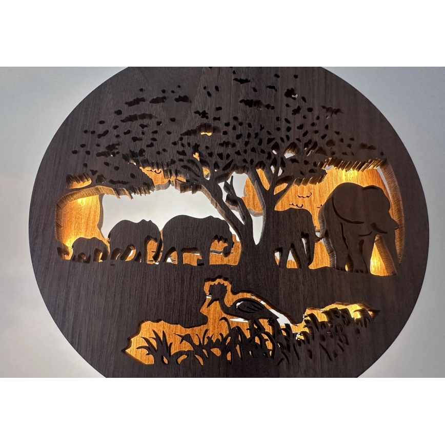 Li-Go 23610/DUB2 - ρυθμιζόμενο LED επιτραπέζιο διακοσμητικό φωτιστικό LED/12W/230V 20x22 cm δρυς/ελέφαντες