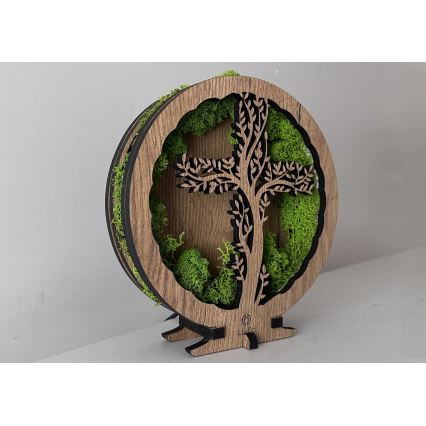 Li-Go 23622/DUB2 - LED ρυθμιζόμενο επιτραπέζιο διακοσμητικό LED/12W/230V 20x22 cm δρυς/Σταυρός σε βρύα