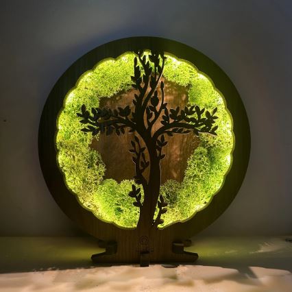 Li-Go 23622/DUB2 - LED ρυθμιζόμενο επιτραπέζιο διακοσμητικό LED/12W/230V 20x22 cm δρυς/σταυρός σε βρύα