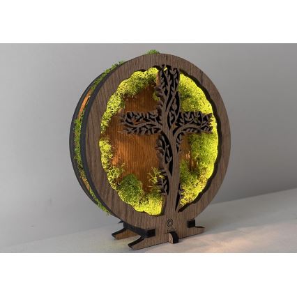 Li-Go 23622/DUB2 - LED ρυθμιζόμενο επιτραπέζιο διακοσμητικό LED/12W/230V 20x22 cm δρυς/σταυρός σε βρύα