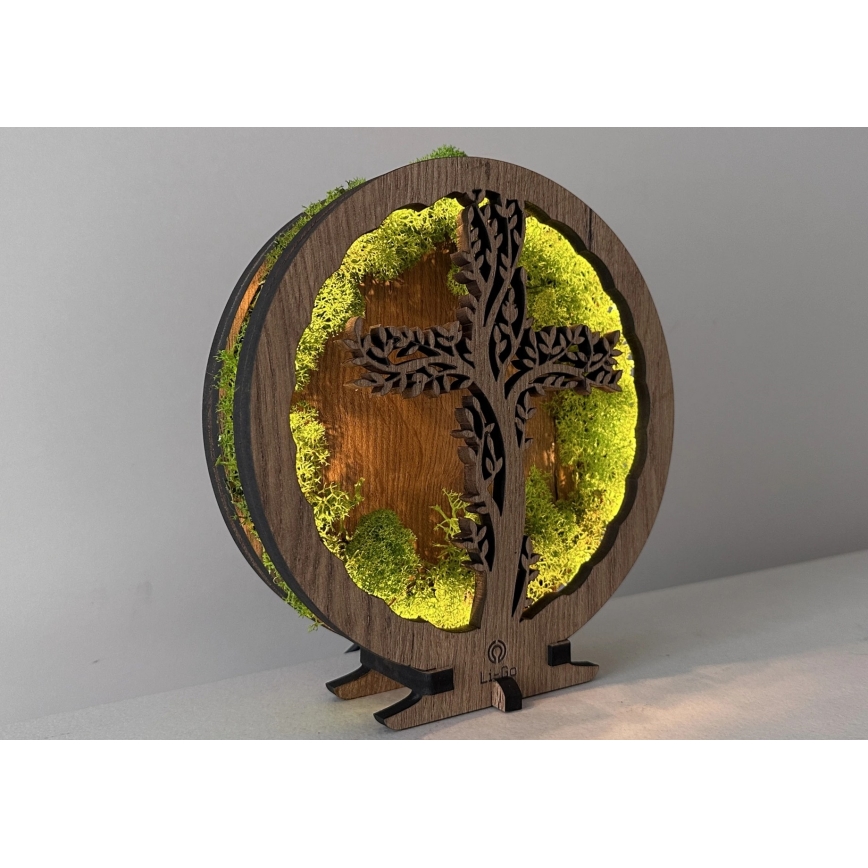 Li-Go 23622/DUB2 - LED ρυθμιζόμενο επιτραπέζιο διακοσμητικό LED/12W/230V 20x22 cm δρυς/σταυρός σε βρύα