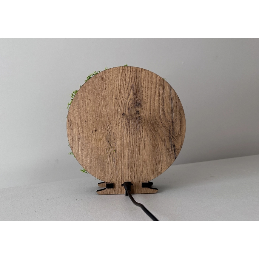 Li-Go 23625/DUB2 - LED ρυθμιζόμενο επιτραπέζιο διακοσμητικό φωτιστικό LED/12W/230V 20x22 cm δρυς/Σκίουρος με βρύα