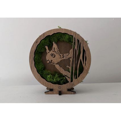 Li-Go 23625/DUB2 - LED Ρυθμιζόμενο επιτραπέζιο διακοσμητικό LED/12W/230V 20x22 cm δρυς/Σκίουρος με βρύα