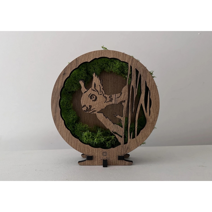 Li-Go 23625/DUB2 - LED Ρυθμιζόμενο επιτραπέζιο διακοσμητικό LED/12W/230V 20x22 cm δρυς/Σκίουρος με βρύα