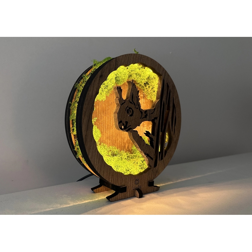 Li-Go 23625/DUB2 - LED Ρυθμιζόμενο επιτραπέζιο διακοσμητικό LED/12W/230V 20x22 cm δρυς/Σκίουρος με βρύα