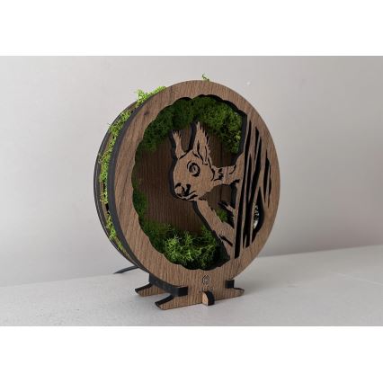 Li-Go 23625/DUB2 - LED Ρυθμιζόμενο επιτραπέζιο διακοσμητικό LED/12W/230V 20x22 cm δρυς/Σκίουρος με βρύα