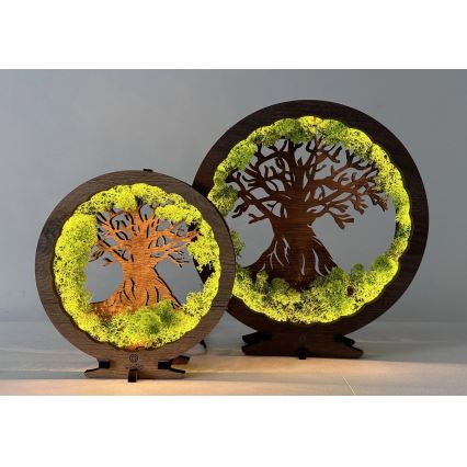 Li-Go 23631/DUB2 - LED επιτραπέζιο διακοσμητικό με ρύθμιση φωτεινότητας LED/12W/230V 30x31 cm δρυς/βρύα και δέντρο