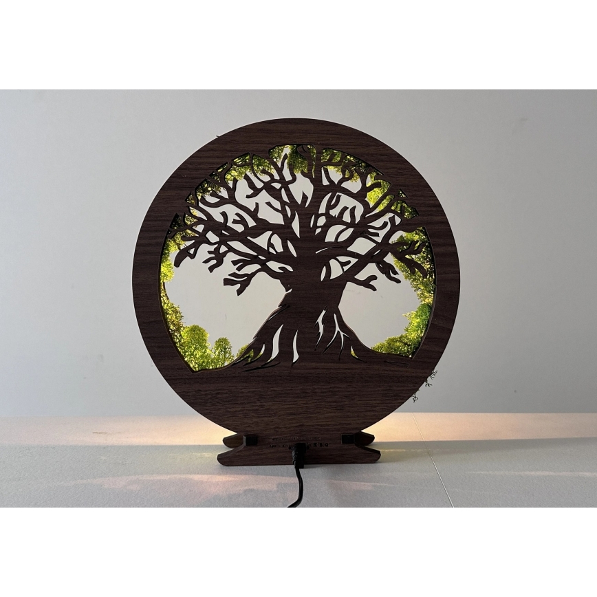 Li-Go 23631/DUB2 - LED επιτραπέζιο διακοσμητικό με ρύθμιση φωτεινότητας LED/12W/230V 30x31 cm δρυς/βρύα και δέντρο