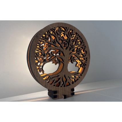 Li-Go 23648/DUB2 - Ρυθμιζόμενο επιτραπέζιο διακοσμητικό φωτιστικό LED/12W/230V 30x31 cm δρυς/Δέντρο της ζωής