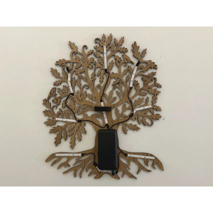 Li-Go 23673/DUB2 - Ρυθμιζόμενο επιτοίχιο διακοσμητικό LED/10W/5V 20000 mAh 45x55 cm σε απόχρωση δρυός + τηλεχειριστήριο