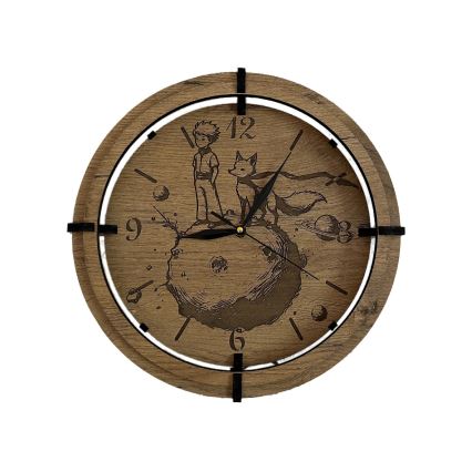 Li-Go 23712/DUB/BAT2 - LED ρολόι με ρύθμιση φωτεινότητας και αισθητήρα κίνησης LED/10W/5V 20000 mAh + 1xAA Ø 32 cm δρυς/Μικρός Πρίγκιπας