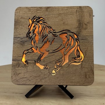 Li-Go 4070/DUB2 - Επιτραπέζιο διακοσμητικό LED/12W/230V 19x19 cm δρυς/άλογο