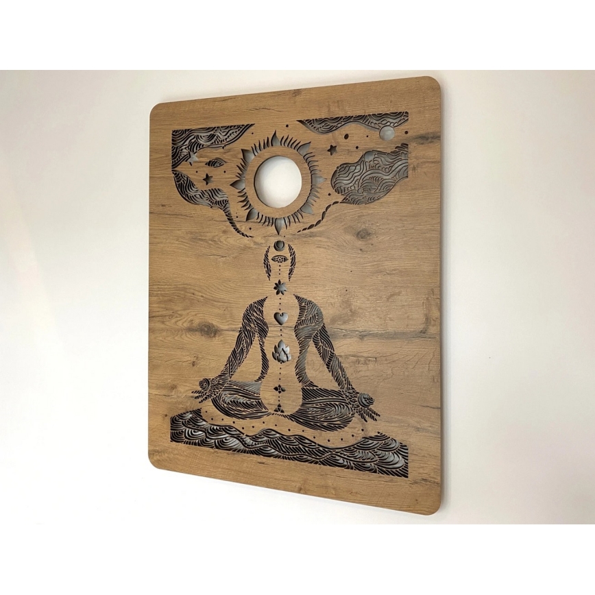 Li-Go 4421/A/4 - LED Ρυθμιζόμενο Επιτοίχιο Διακοσμητικό Φωτιστικό LED/10W/5V 30000 mAh 70x90 cm δρυς/τσάκρα