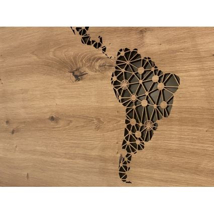 Li-Go 4457/A/4 - Ρυθμιζόμενη επιτοίχια LED διακόσμηση LED/10W/5V 30000 mAh 120x60 cm δρυς/Χάρτης του κόσμου