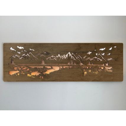 Li-Go 4778/A/4 - LED Ρυθμιζόμενο επιτοίχιο διακοσμητικό φωτιστικό LED/10W/5V 30000 mAh 120x40 cm δρυς/Λίμνη