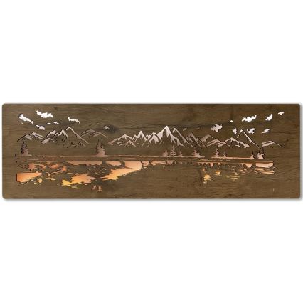 Li-Go 4778/A/4 - LED Ρυθμιζόμενο επιτοίχιο διακοσμητικό φωτιστικό LED/10W/5V 30000 mAh 120x40 cm δρυς/Λίμνη