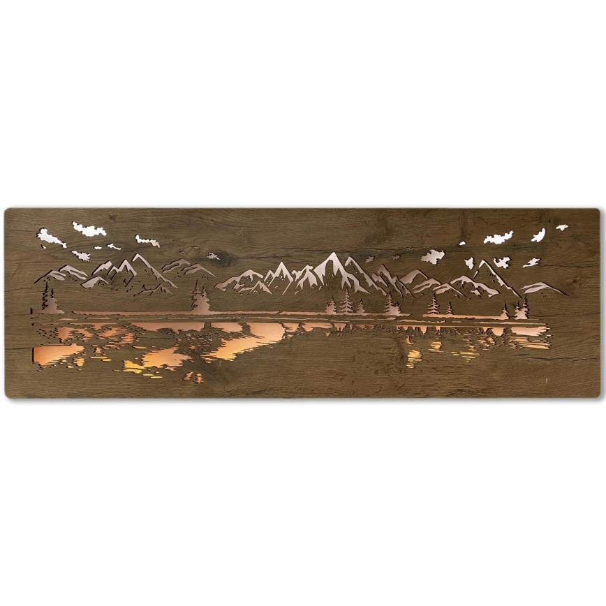 Li-Go 4778/A/4 - LED Ρυθμιζόμενο επιτοίχιο διακοσμητικό φωτιστικό LED/10W/5V 30000 mAh 120x40 cm δρυς/Λίμνη