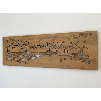 Li-Go 4778/A/4 - LED Ρυθμιζόμενο επιτοίχιο διακοσμητικό φωτιστικό LED/10W/5V 30000 mAh 120x40 cm δρυς/Λίμνη