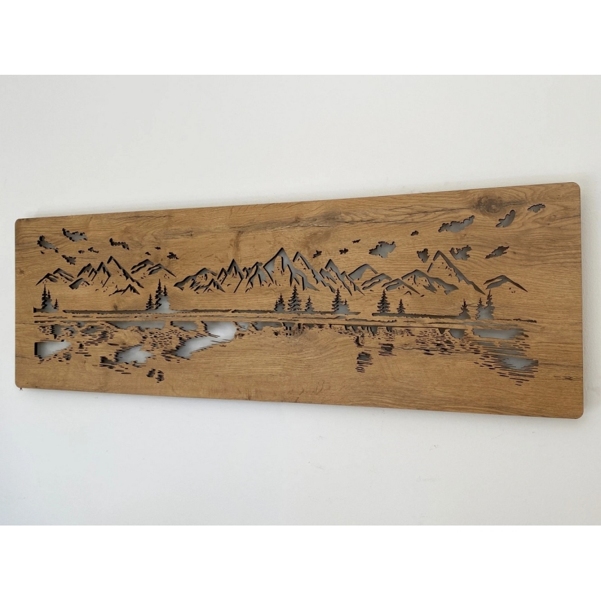 Li-Go 4778/A/4 - LED Ρυθμιζόμενο επιτοίχιο διακοσμητικό φωτιστικό LED/10W/5V 30000 mAh 120x40 cm δρυς/Λίμνη