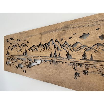 Li-Go 4778/A/4 - LED Ρυθμιζόμενο επιτοίχιο διακοσμητικό φωτιστικό LED/10W/5V 30000 mAh 120x40 cm δρυς/Λίμνη