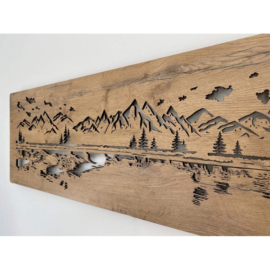 Li-Go 4778/A/4 - LED Ρυθμιζόμενο επιτοίχιο διακοσμητικό φωτιστικό LED/10W/5V 30000 mAh 120x40 cm δρυς/Λίμνη