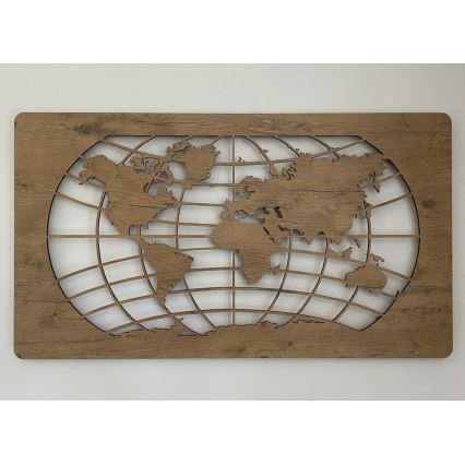 Li-Go 4868/DUB2 - Ρυθμιζόμενη επιτοίχια διακοσμητική LED/24W/230V 110x60 cm σε απόχρωση δρυός/Χάρτης του κόσμου — παράλληλες