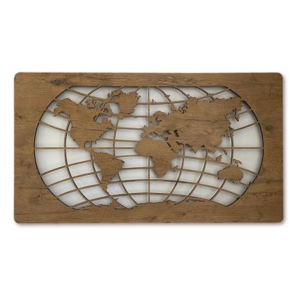 Li-Go 4868/DUB2 - Ρυθμιζόμενη επιτοίχια διακοσμητική LED/24W/230V 110x60 cm σε απόχρωση δρυός/Χάρτης του κόσμου — παράλληλες