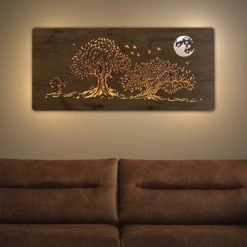 Li-Go 5042/DUB2 - Ρυθμιζόμενο επιτοίχιο διακοσμητικό φωτιστικό LED/24W/230V 110x50 cm βελανιδιά/Τρεις βελανιδιές και φεγγάρι