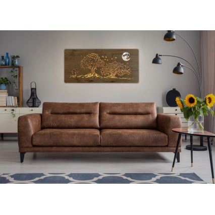 Li-Go 5042/DUB2 - Ρυθμιζόμενο επιτοίχιο διακοσμητικό φωτιστικό LED/24W/230V 110x50 cm βελανιδιά/Τρεις βελανιδιές και φεγγάρι